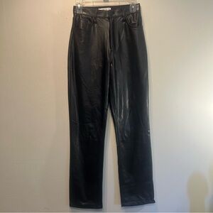 NWT Abercrombie & Fitch 90s Straight Ultra High Rise Vegan Leather Pant Sz 26/2
